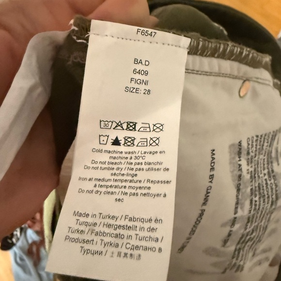 Ganni Colorblock Straight Leg Jeans in Olive, Lime & Brown - Picture 6 of 6